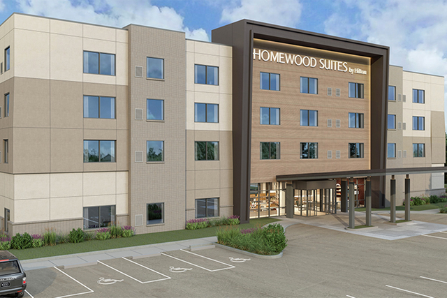Homewood Suites by Hilton prototype exterior with approved entrance canopy LED lighting