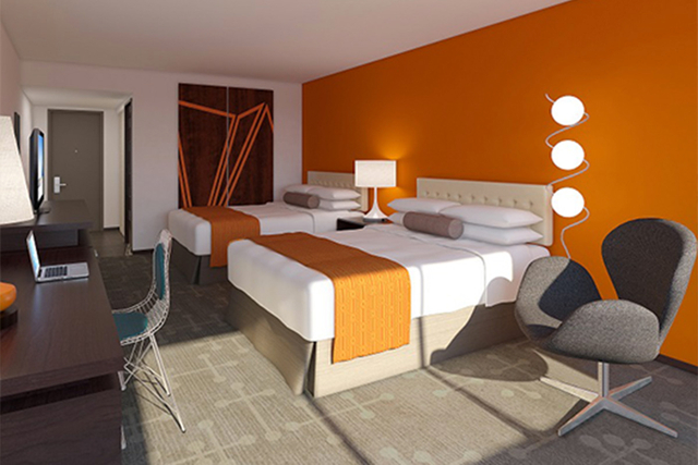Decorative floor lamp and wall-mounted lighting Hawthorn By Wyndham hotel room design