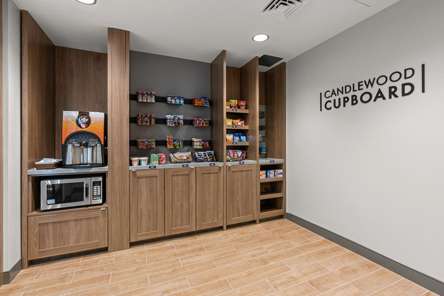 Self service cupboard pantry with energy efficient LED shelving and refrigeration lights