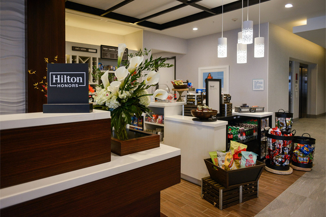 Hotel floor lamp and reception desk lighting Hilton Garden Inn Suites By Hilton