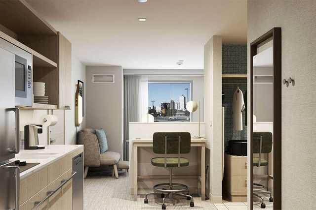 Homewood Suites king efficiency suite with approved table lamps and residential lighting