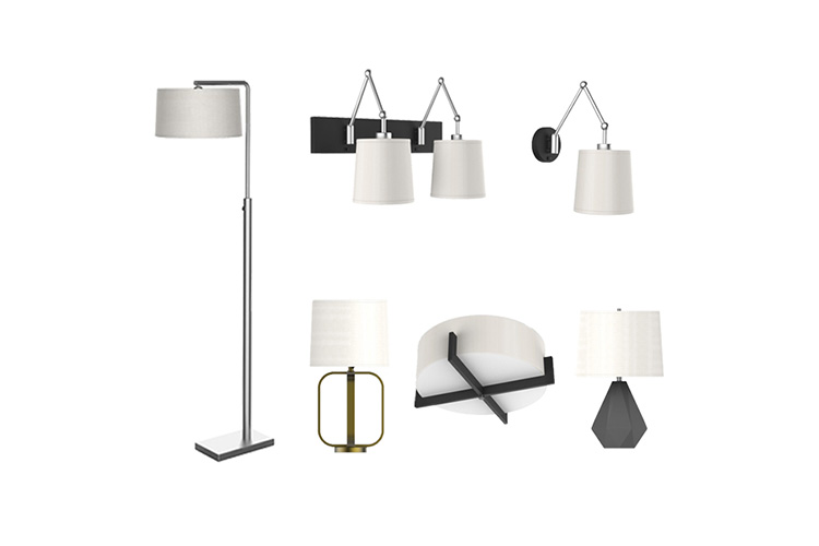 Holiday Inn IHG approved lighting - modern floor lamps wall lights ceiling fixtures UL ETL