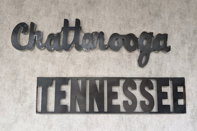 Hotel Indigo lobby wall featuring decorative LED backlit Tennessee state signage